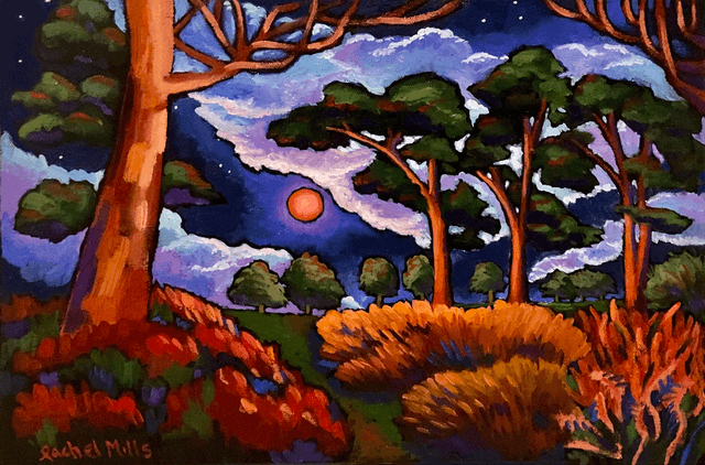 Signed A3 Print of Red Moon Forest