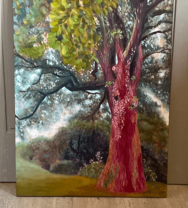 Original Oil Painting, Red Oak