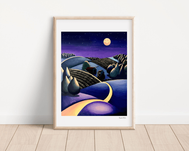 Signed A3 Print of Moonlit Farm