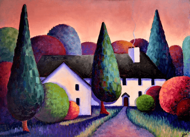 Original Oil Painting, Late Summer House